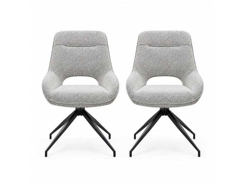  Lot de 2 chaises de salle à manger,50x50x87 cm,pivotantes 360°,tissu et métal noir,taupe  - Conforama A