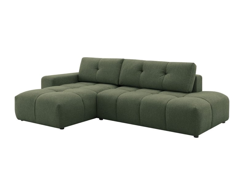  Canapé d'angle convertible avec coffre en tissu texturé vert olive angeline - angle gauche 12390-M3-VEROL - Conforama A