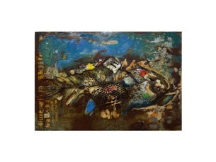 Tableau déco en métal poisson 120x80cm multicolore