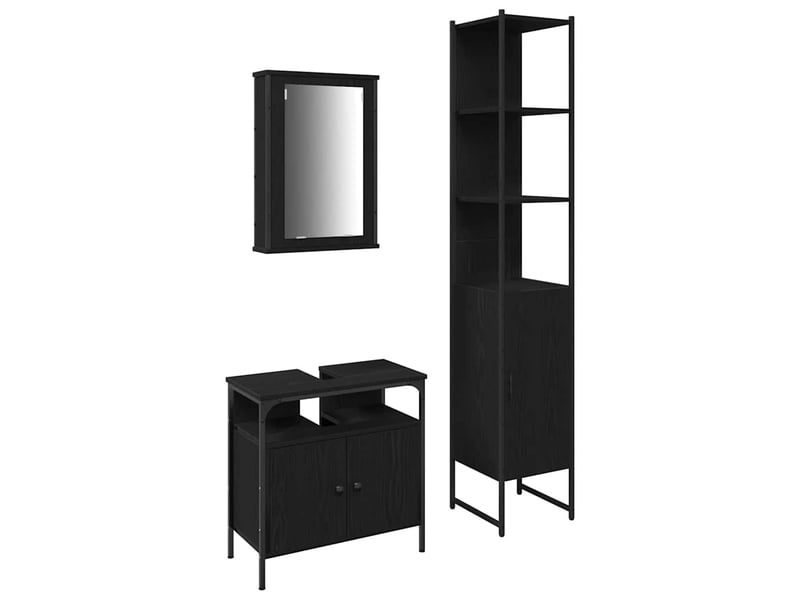  Ensemble de mobilier de salle de bain 3 pc chêne noir cf64329  - Conforama A