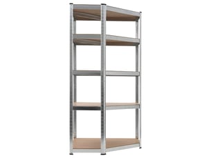 Étagère d'angle, armoire de rangement à 5 niveaux argenté acier et bois d'ingénierie cf41362