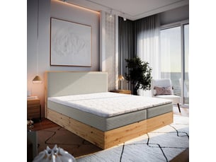 Lit avec rangement 140x200 cm <strong>MASSENO</strong> <strong></strong> coloris beige