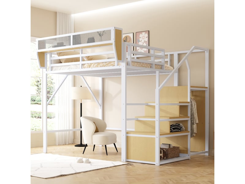  Lit mezzanine 140x200cm coloris blanc lit enfant blanc - Conforama B