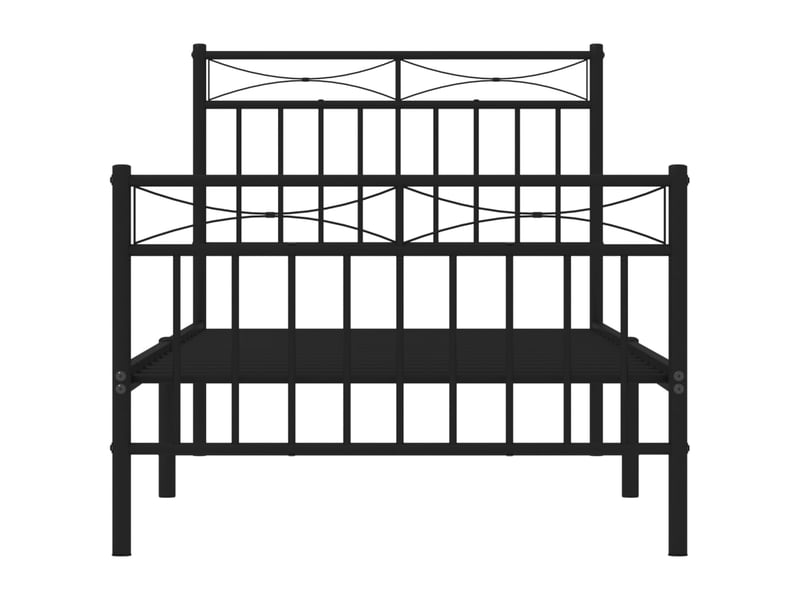  Lit simple- lit adulte -  cadre de lit métal sans matelas avec pied de lit noir 90x200 cm  - Conforama D