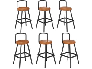 Lot de 6 tabourets de bar,37x37x90,5 cm,avec dossier,similicuir pu,marron