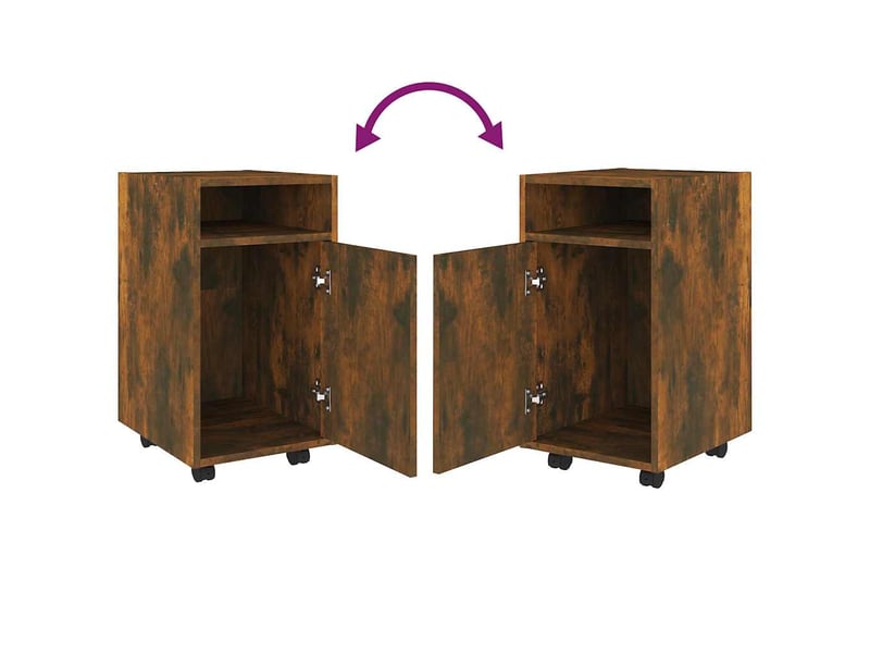  Armoire appoint à roues chêne fumé 33x38x60cm bois d'ingénierie  - Conforama E