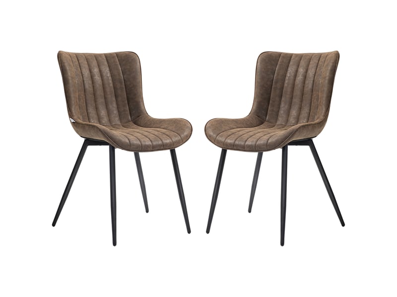  Lot de 2 chaises de salle à manger design moderne et capitonné pour salon, salle à manger, chambre à coucher, marron  - Conforama B