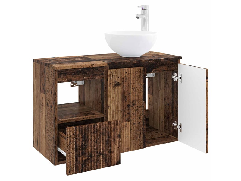 Ensemble de mobilier de salle de bain 2 pc bois ancien cf64032 - Conforama D