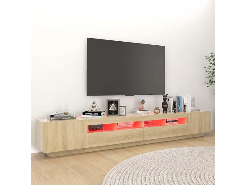  Meuble tv - banc tv - meuble de rangement avec lumières led chêne sonoma 260x35x40 cm  - Conforama D