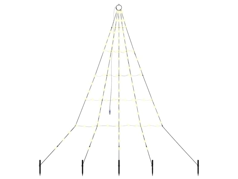  Arbre de noël, sapin de noël led avec piquets au sol blanc chaud 182 cm métal  - Conforama A