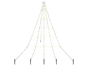 Arbre de noël, sapin de noël led avec piquets au sol blanc chaud 182 cm métal