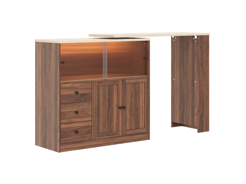  Îlot de cuisine extensible 172x40x96 cm avec rangement en mdf naturel  - Conforama R