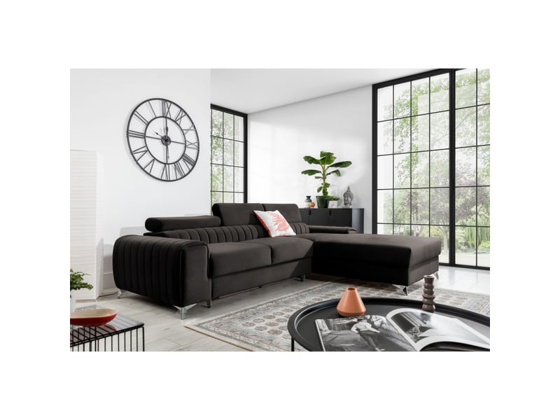 Canapé d'angle droit gris foncé convertible 3 places jayson design contemporain - Conforama E
