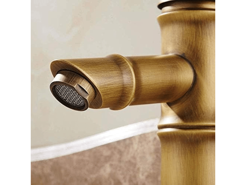  Robinet de salle de bain en bambou antique, robinet à poignée unique en laiton, robinet de lavabo en bambou, profil bas  - Conforama E