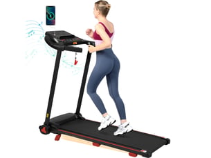 Tapis de course pliable 125x62x106 cm noir en métal, inclinaison 8%, vitesse 14 kmh, écran led bluetooth