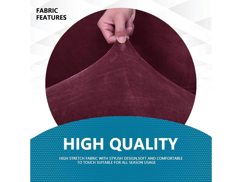  Housse de canapé en velours 3 places(180-230cm), sofa cover extensible bordeaux  - Conforama E