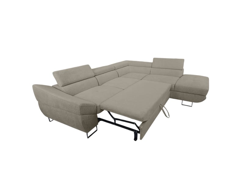  Canapé d'angle cassiope convertible avec coffre en tissu - taupe - angle droit CASSIOPE - Conforama B