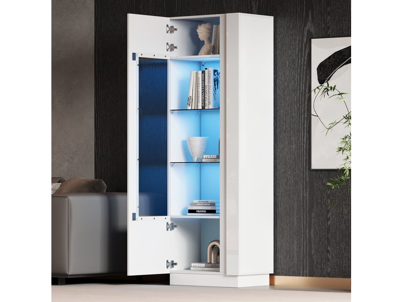  Vitrine 60x40x180 cm led panneau de particules blanc  - Conforama C