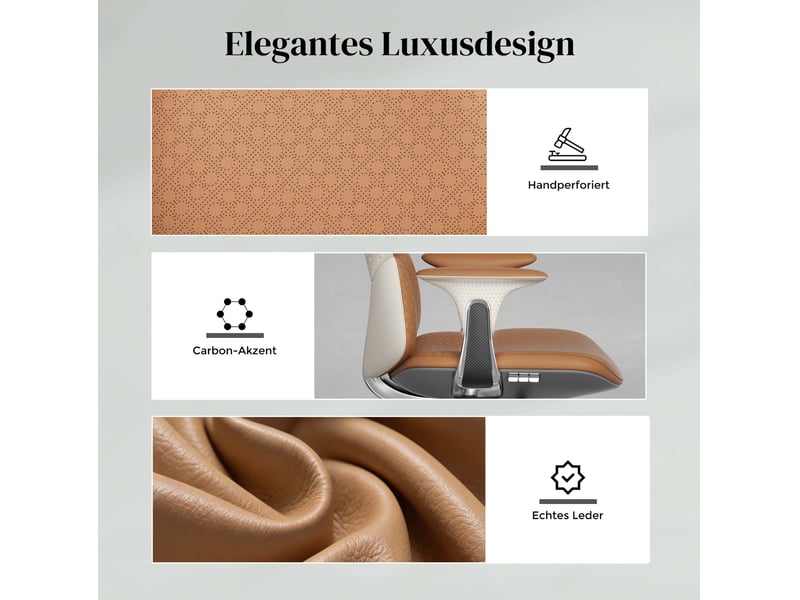 Fauteuil de bureau en cuir marron, mécanisme 3 leviers inclinable jusqu’à 135°, assise coulissante et réglable - Conforama D