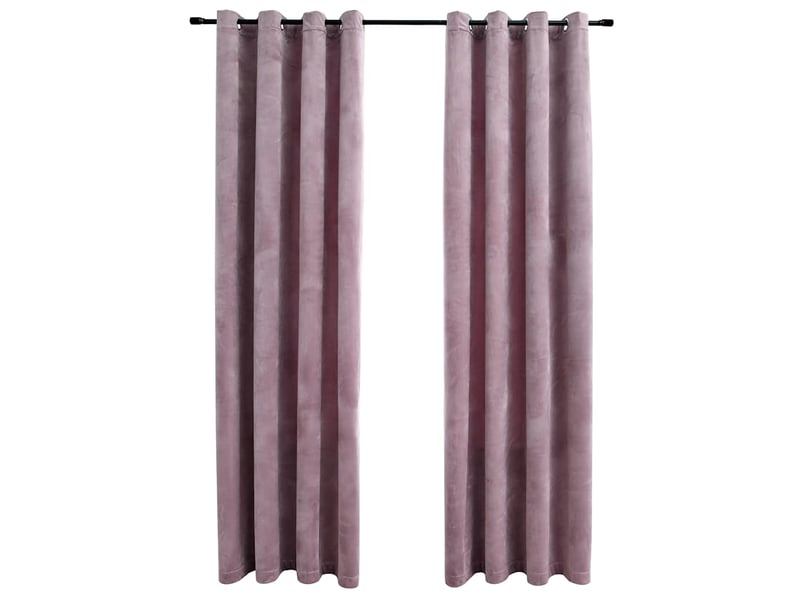  Lot de 2 rideaux occultants, rideaux black-out avec anneaux velours rose 140x245 cm cf44831  - Conforama A