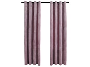 Lot de 2 rideaux occultants, rideaux black-out avec anneaux velours rose 140x245 cm cf44831
