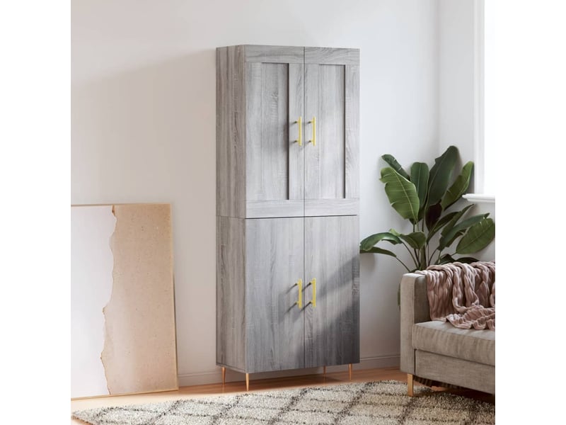  Buffet haut - bahut - meuble de rangement sonoma gris 69,5x34x180 cm bois d'ingénierie  - Conforama B
