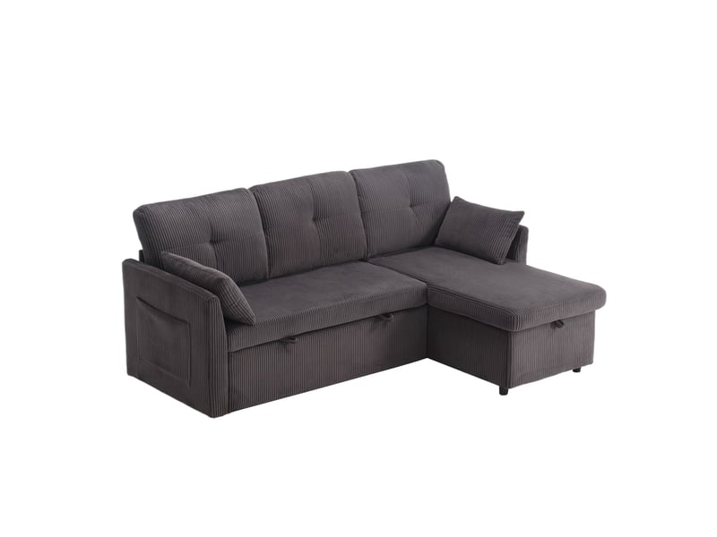  Canapé d'angle convertible 3 places avec rangement 206x108x66 cm gris foncé  - Conforama A