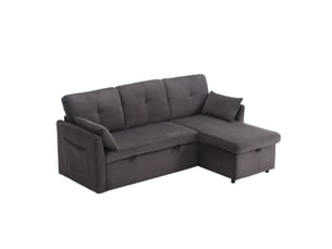 Canapé d'angle réversible convertible <strong>MODFU</strong> <strong></strong> 3 places Velours côtelé gris avec coffre de rangement
