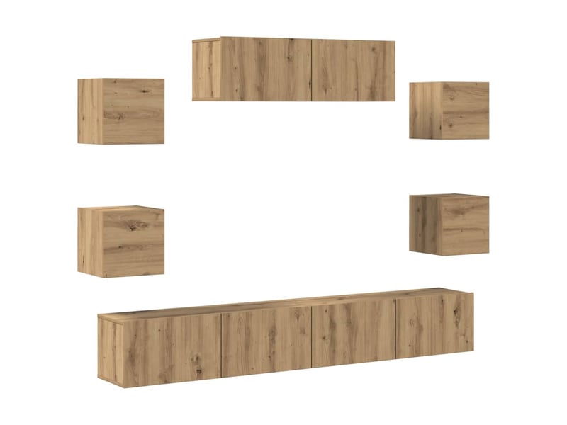  Ensemble de meuble tv - banc tv - meuble de rangement mural 7 pcs chêne artisanal  - Conforama A