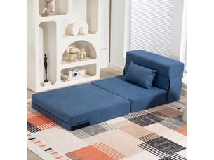 Fauteuil convertible MEULVA Tissu bleu