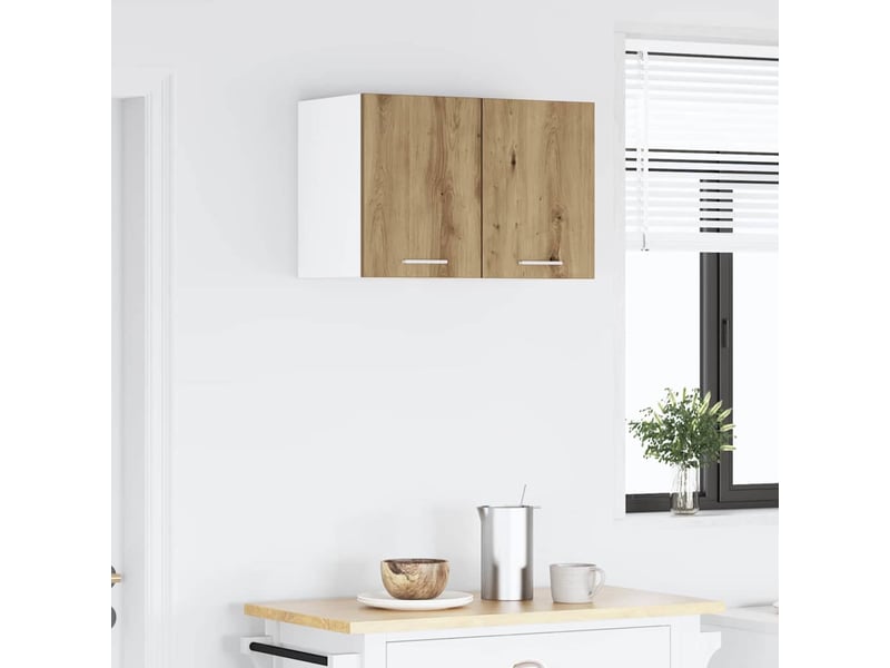  Armoire suspendue 2 pcs chêne artisan et blanc bois d'ingénierie shl6566  - Conforama D