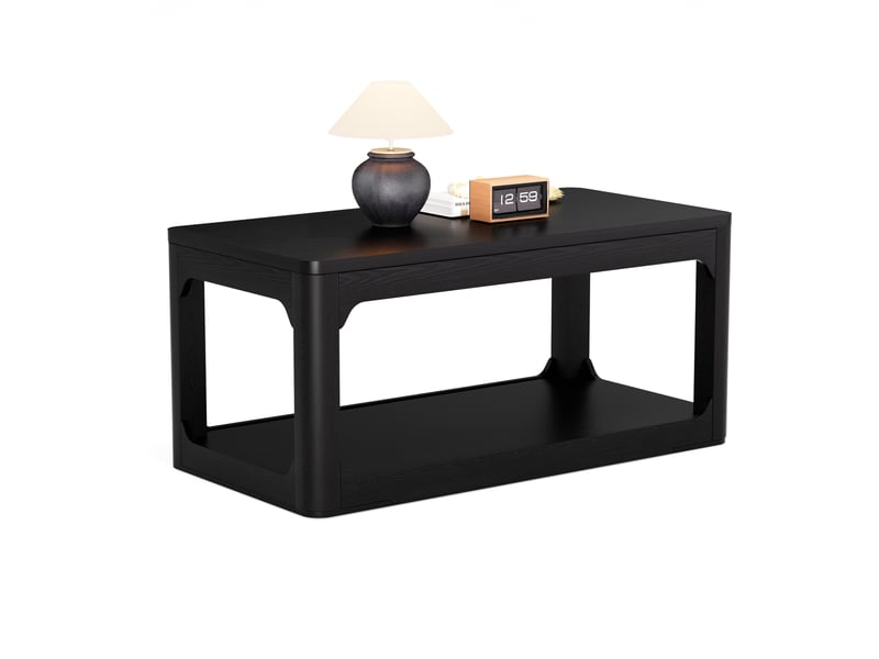 Table basse noire en mdf avec étagère ouverte, 100 x 50 x 44,5 cm  - Conforama A