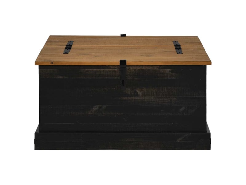  Coffre de rangement, boîte de rangement halden noir 91x91x47 cm bois massif pin  - Conforama C