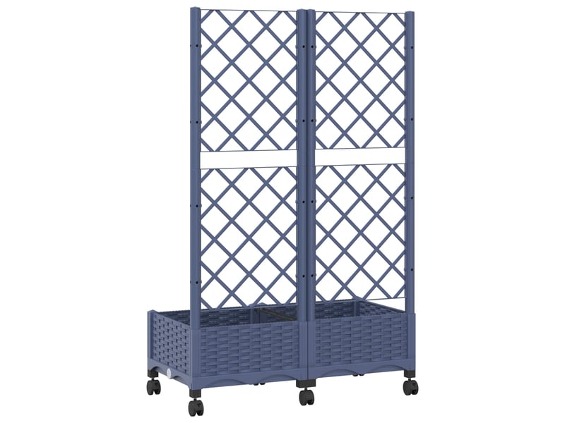 Jardinière - bac de jardin avec treillis et roues gris bleu pp - Conforama E