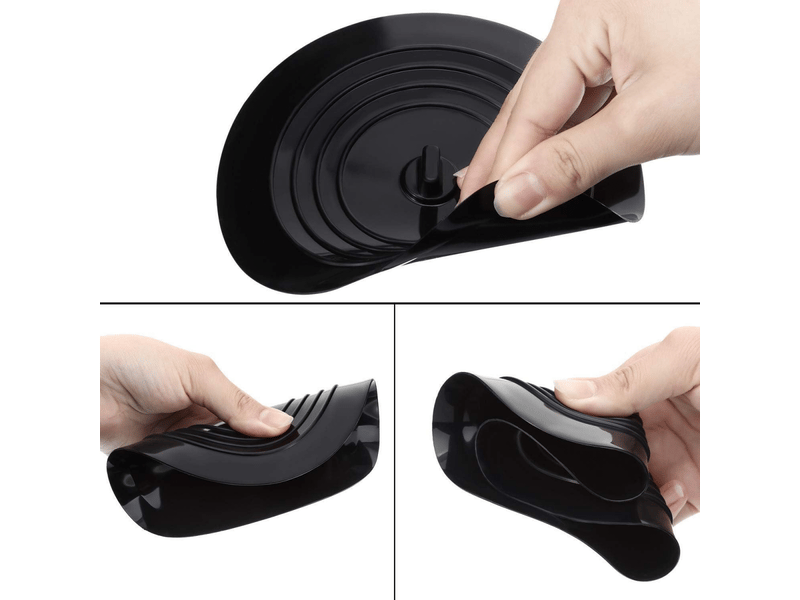  Bouchon de baignoire en silicone, bouchon d'évier, diamètre 15,3 cm, bouchon de vidange universel (1 pièce, noir)  - Conforama B