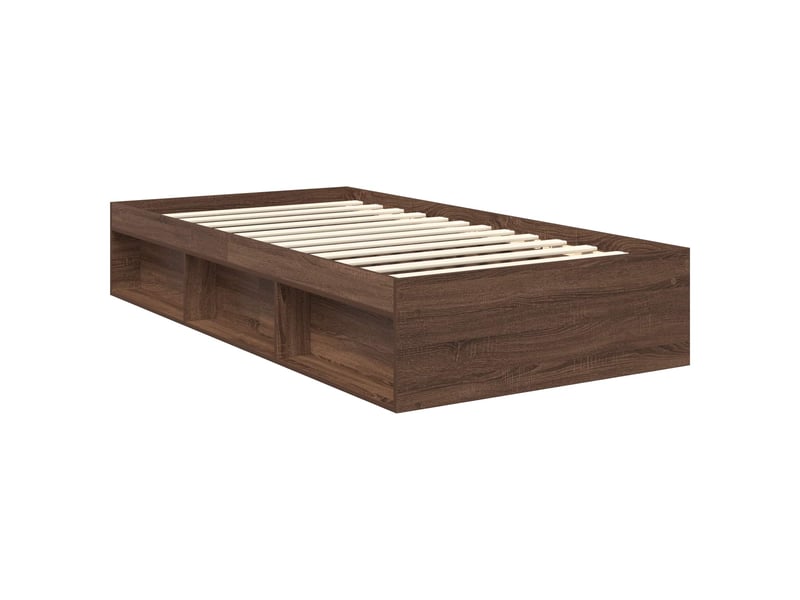  Lit simple- lit adulte -  cadre de lit chêne brun 100 x 200 cm pin massif  - Conforama D