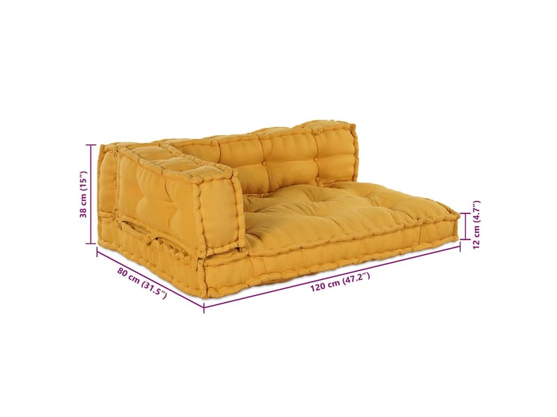  Coussin de canapé sur palette, coussin de chaise 3 pc tissu jaune 120 x 80 x 38 cm cf54211  - Conforama E