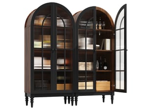 Vitrine coloris noir 6 étagère(s) <strong>DESMIU</strong> <strong></strong> - 152 cmx165 cm