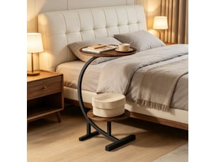 Table basse d'appoint à 2 plateaux ronds avec structure en métal, style industriel, pour salon marron rustique