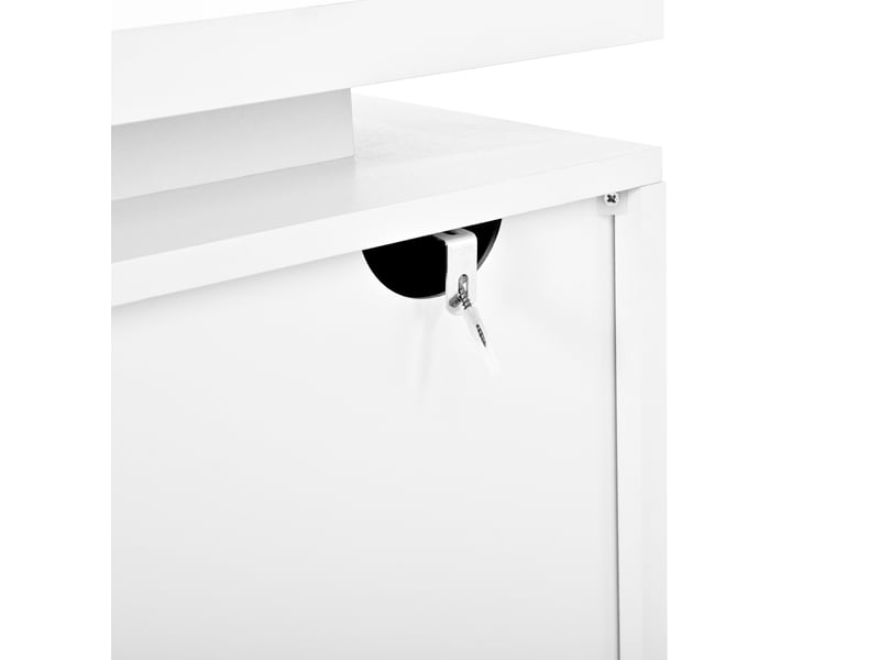 Buffet 140x40x80 cm led 1 tiroir 4 portes panneau de particules blanc - Conforama D