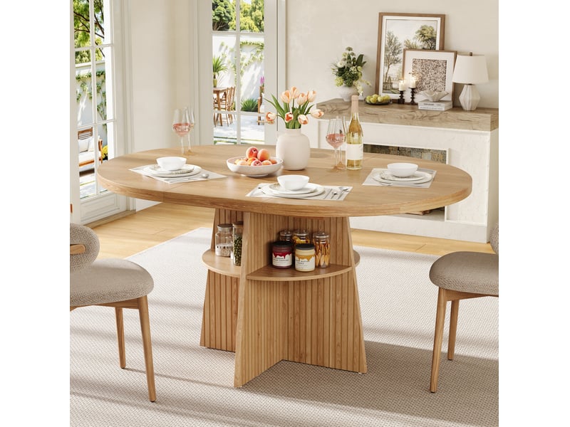  Table à manger extensible 110-150x110x77,5 cm effet bois naturel  - Conforama B