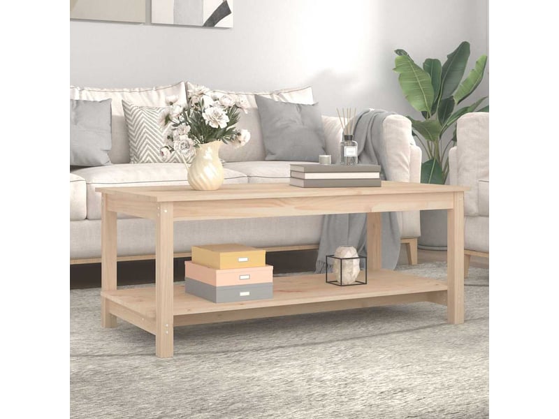  Table basse rectangulaire | table de salon 110x55x45 cm bois massif de pin  - Conforama C