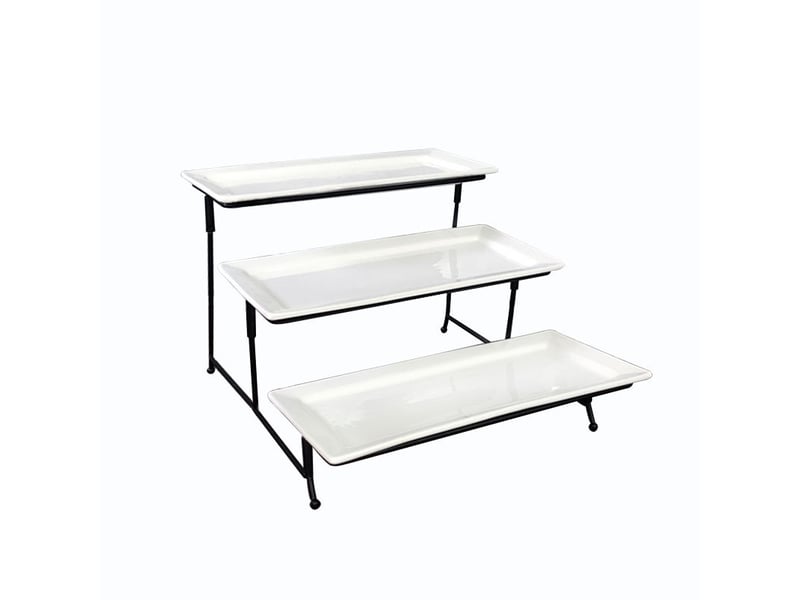  Plateau de service avec 3 plats 30x15 cm – support en métal, noir  - Conforama A