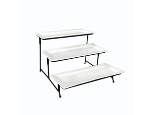 Plateau de service avec 3 plats 30x15 cm – support en métal, noir