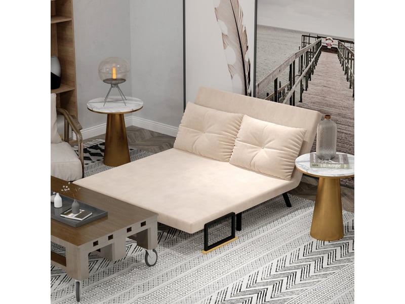 Fauteuil convertible ulevr en lit 1 place, dossier réglable 5 positions jusqu’à 180°, polyester beige, 102 x 73 x 81 cm  - Conforama B