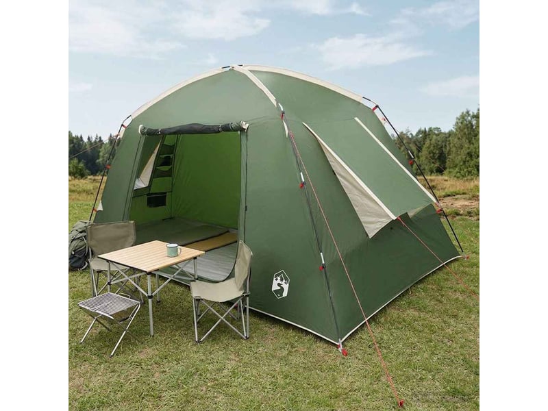  Tente de camping, tente cabane 4 personne vert polyester  - Conforama B