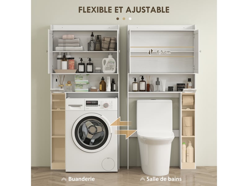  Meuble wc dessus de toilette avec placard et porte-papier blanc 81,5 x 19,6 x 172 cm  - Conforama E