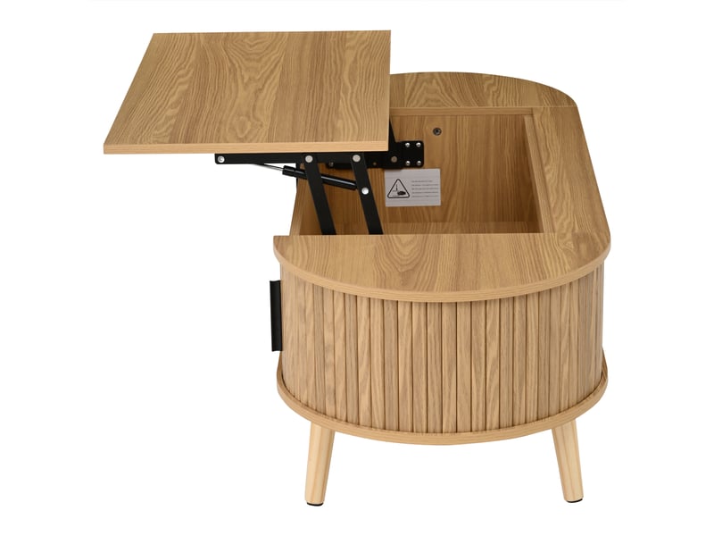  Table basse relevable avec rangement caché et niches latérales pour salon en mdf 120×50×39,5 cm naturelle  - Conforama D