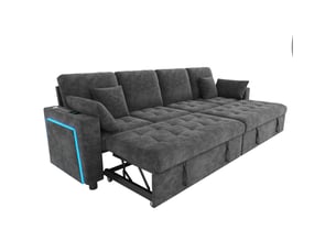 Canapé d'angle panoramique convertible TCQPZ 4 places Polyester Gris
