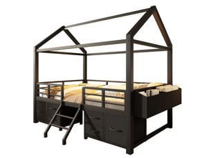 Lit cabane 90x200 cm    coloris noir